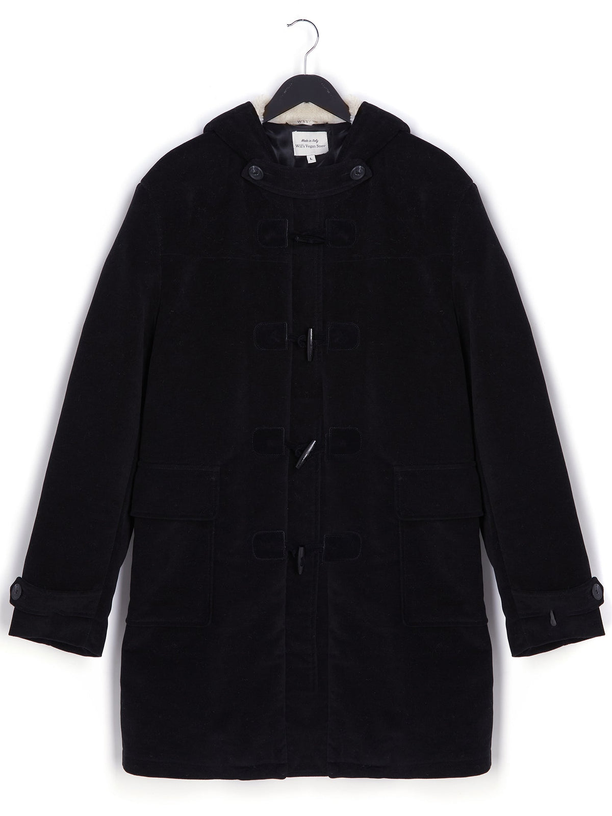 Vegan Wool Duffle Coat With Recycled Vegan Shearling