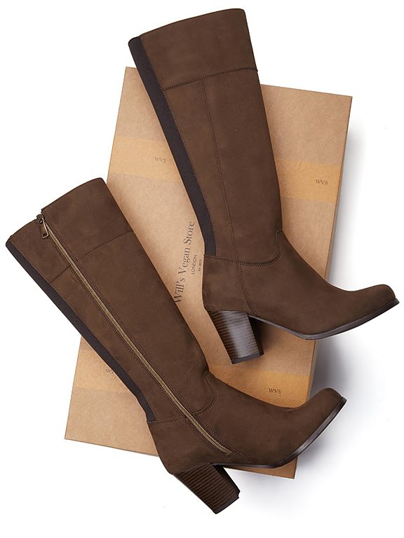 Heeled Knee High Boots Dark Brown