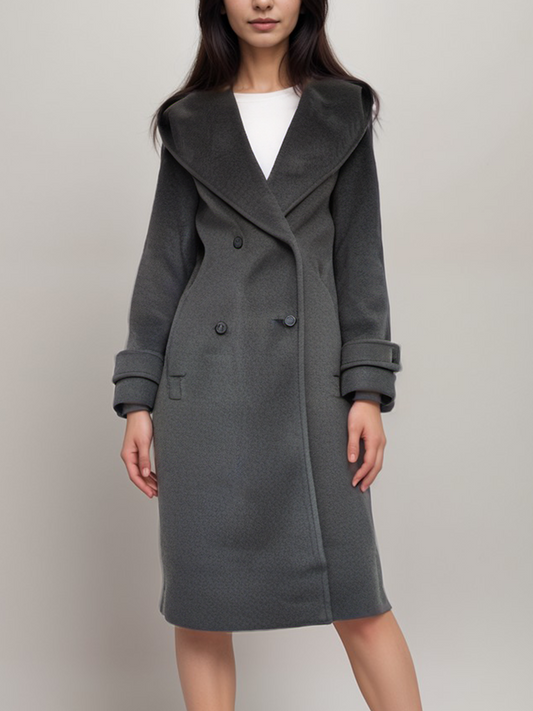  Vegan Wool Long Wrap Coat