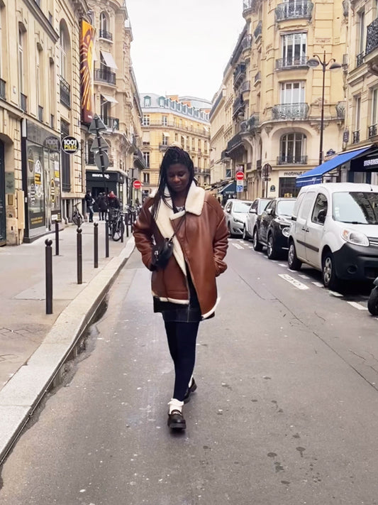  Oversized Recycled Vegan Shearling Aviator Jacket