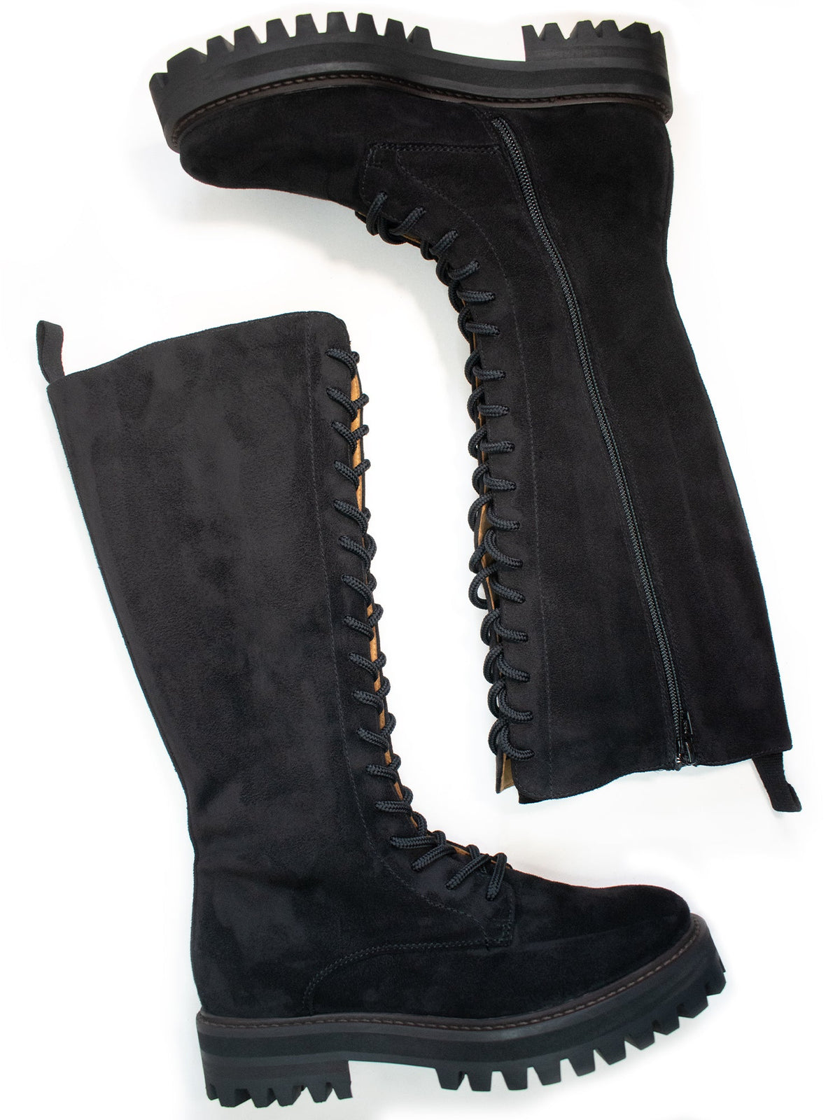  Lace-Up Vegan Suede High Boots