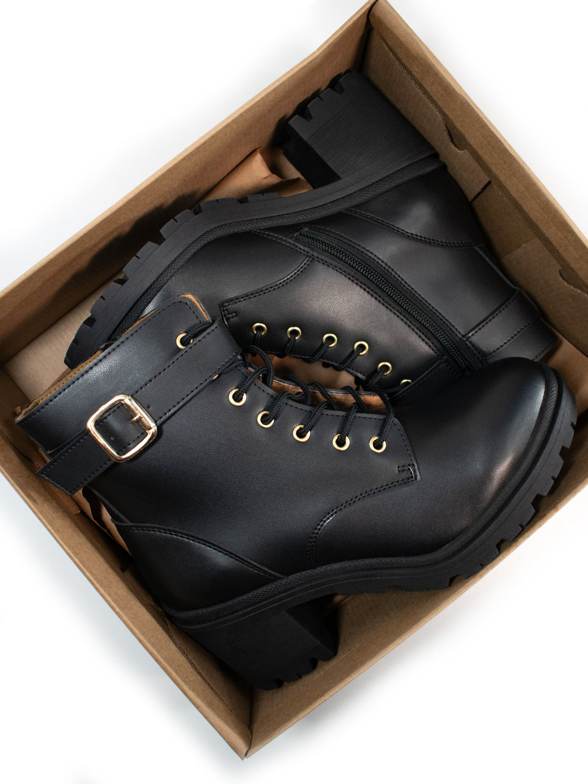  Lace Up Track Sole Booties