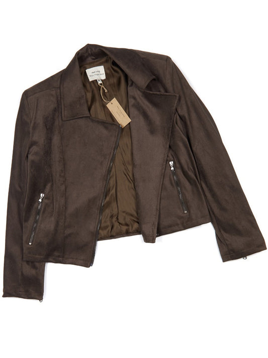  Vegan Suede Biker Jacket