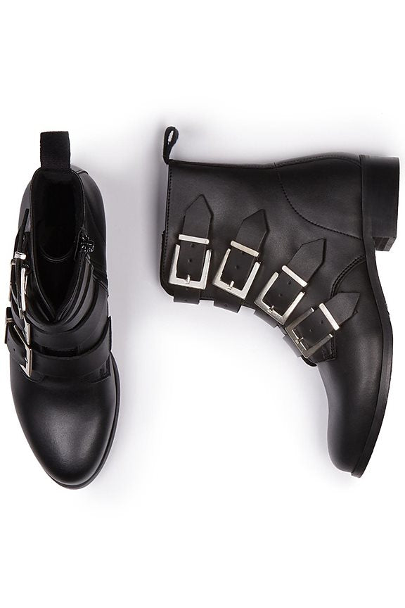 Biker Boots 4 Strap Black