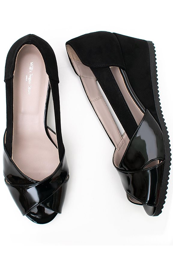  Wedges Peep Toe Black