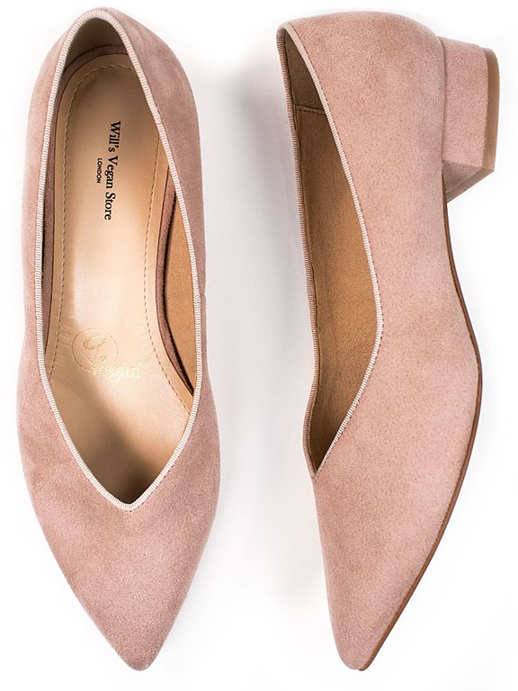  Point Flats Pink Vegan Suede