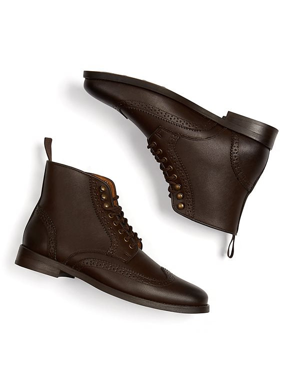  Men's Brogue Boots Dark Brown
