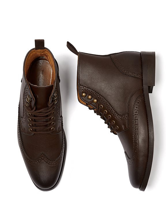  Men's Brogue Boots Dark Brown