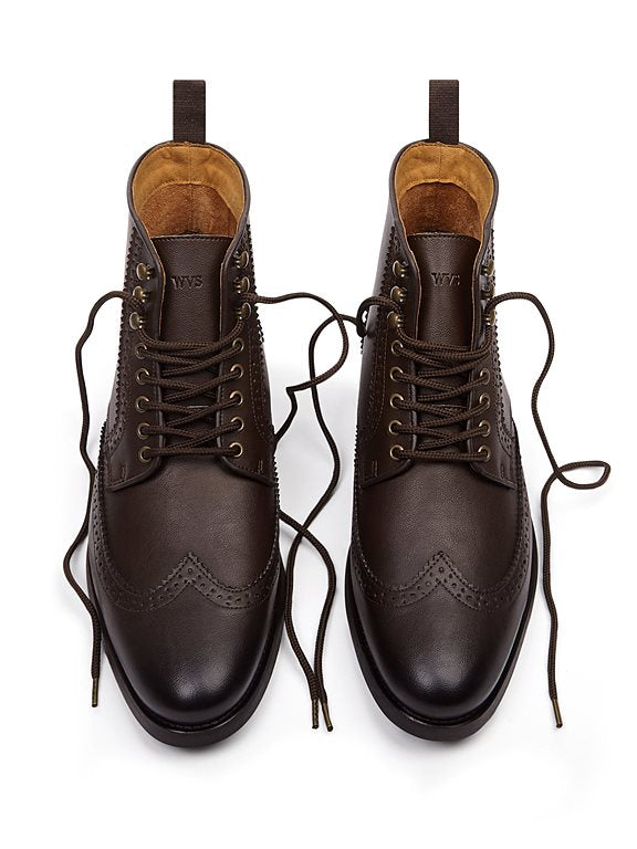  Men's Brogue Boots Dark Brown