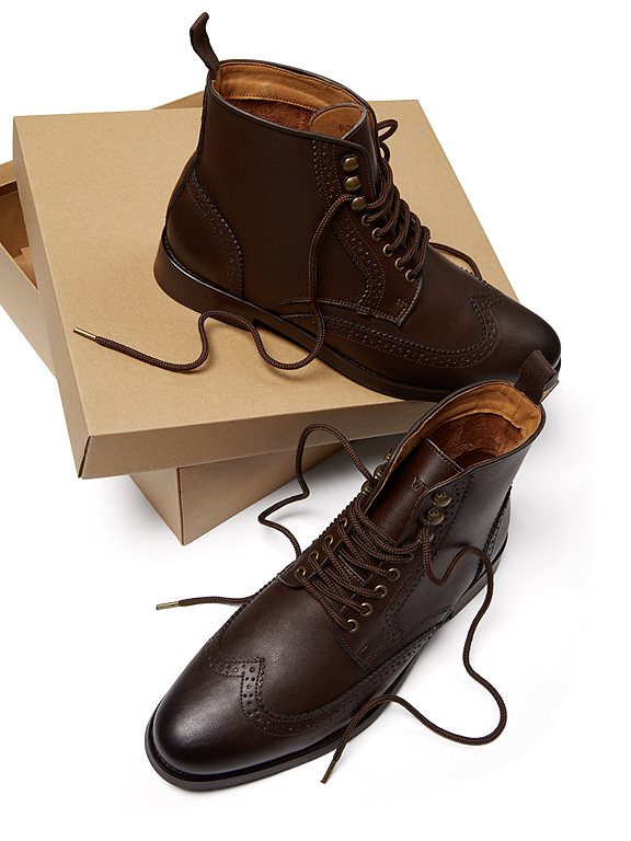  Men's Brogue Boots Dark Brown