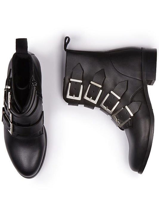  Biker Boots 4 Strap Black