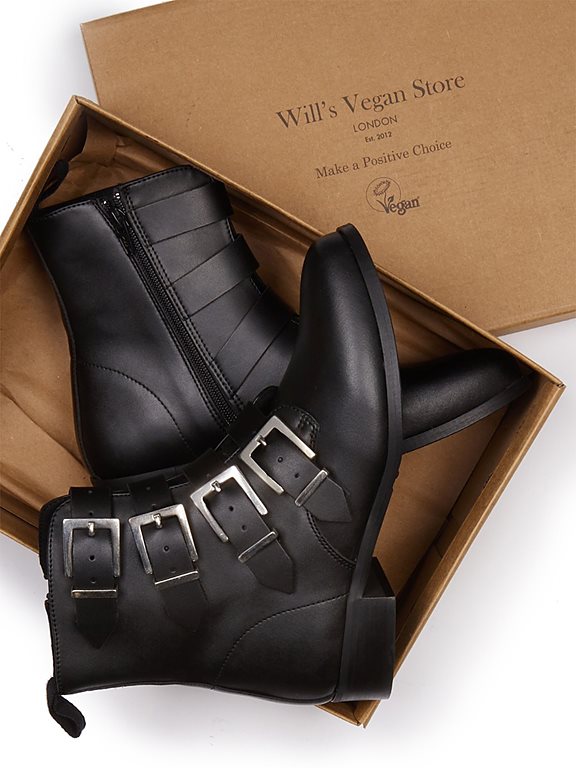  Biker Boots 4 Strap Black