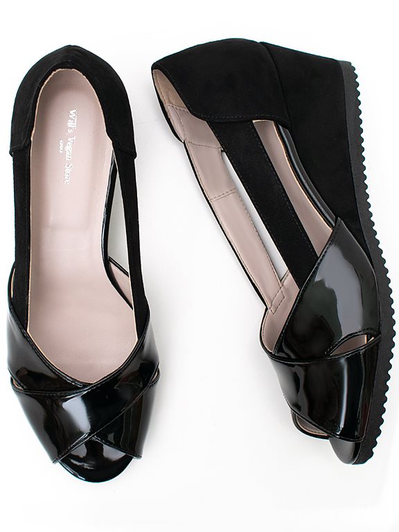  Wedges Peep Toe Black