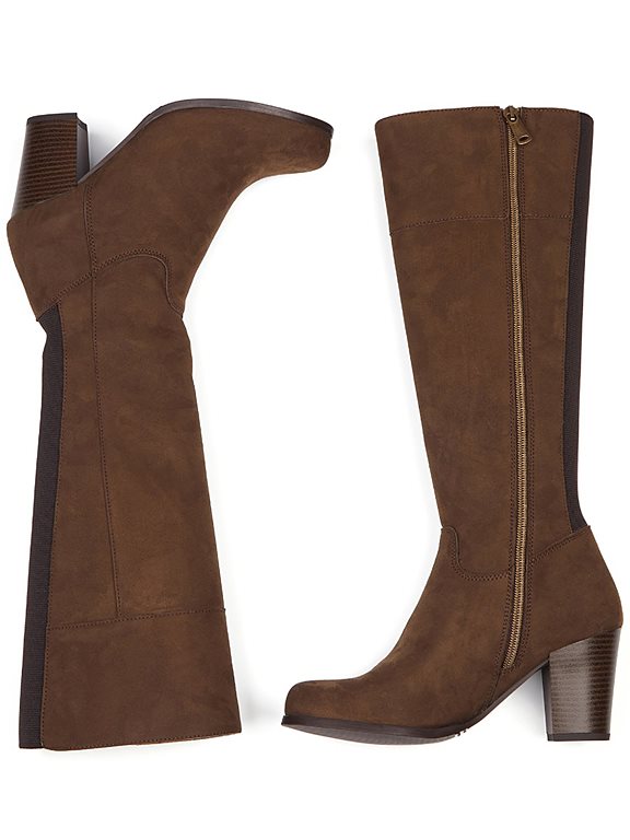  Heeled Knee High Boots Dark Brown