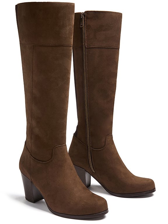  Heeled Knee High Boots Dark Brown