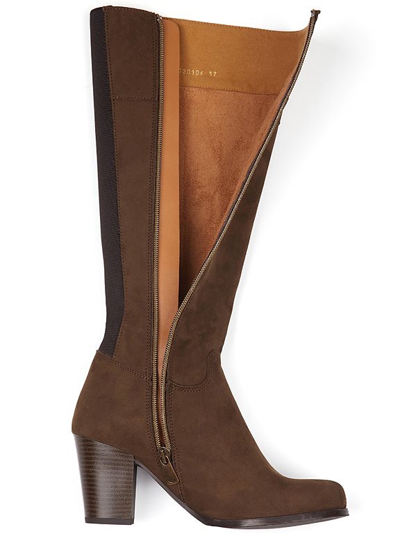  Heeled Knee High Boots Dark Brown