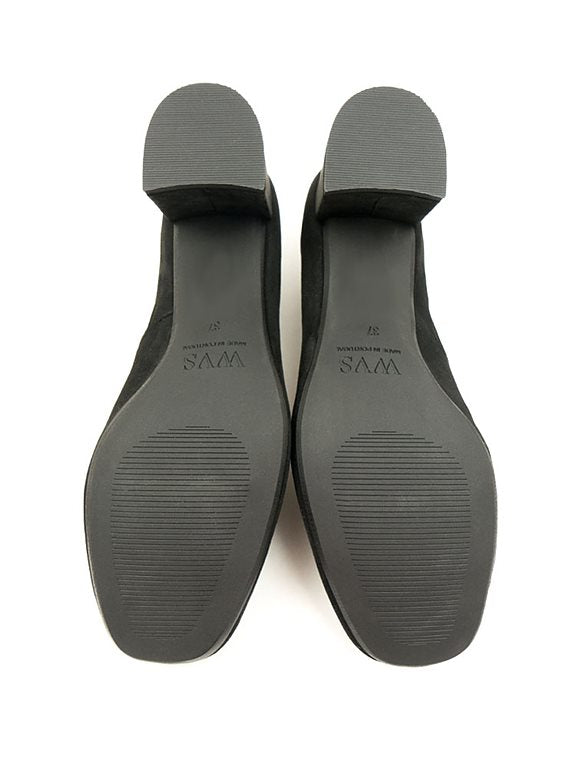  Block Heels Black Vegan Suede