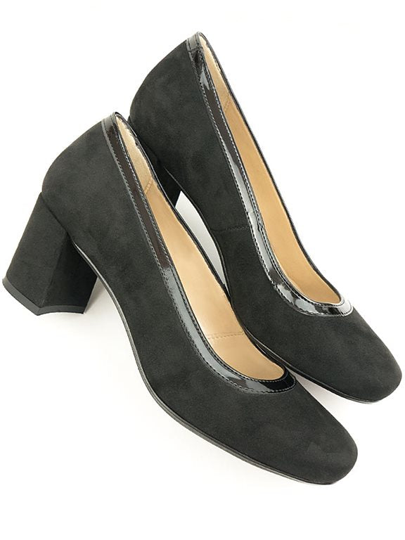  Block Heels Black Vegan Suede