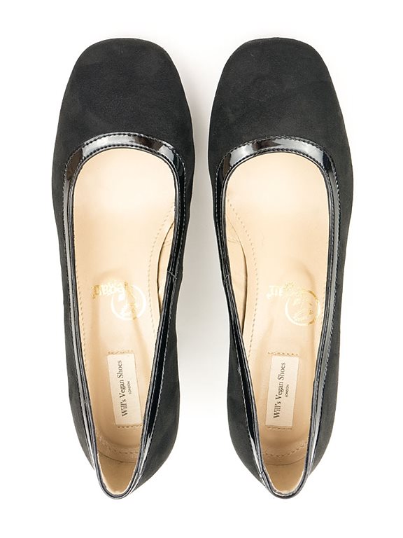  Block Heels Black Vegan Suede