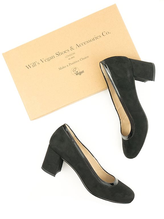  Block Heels Black Vegan Suede