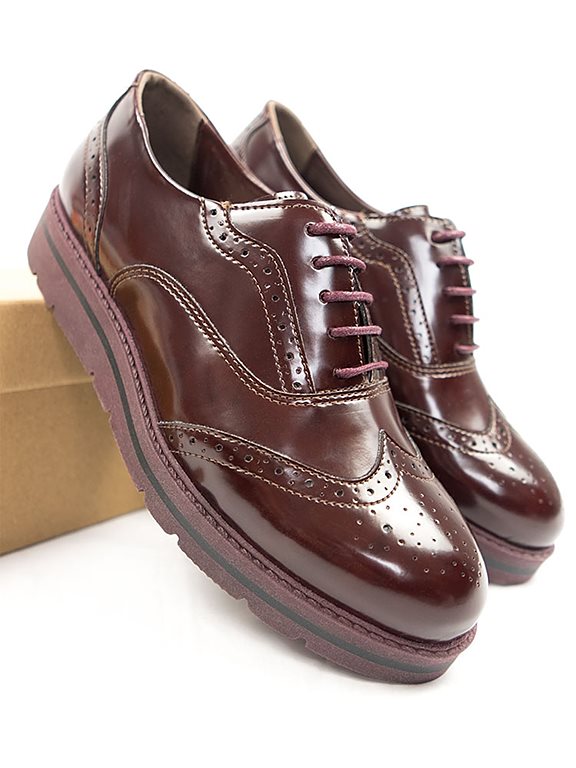  Brogues Flatform Wine Dark Brown