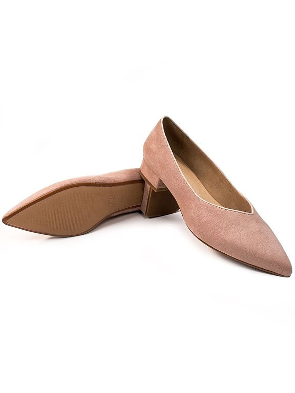  Point Flats Pink Vegan Suede