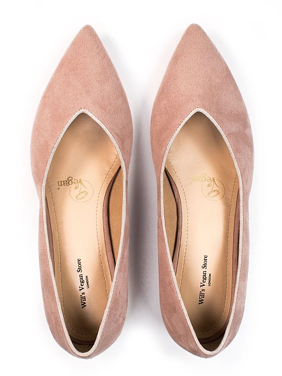  Point Flats Pink Vegan Suede
