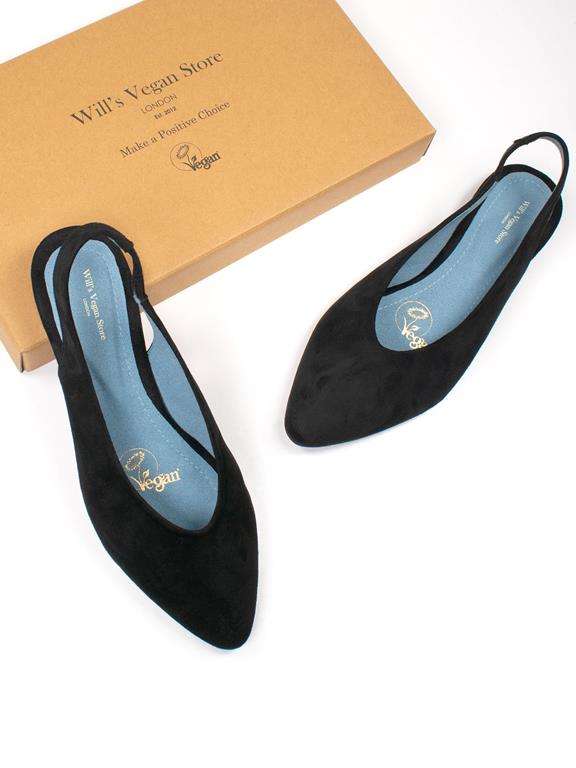  Slingbacks Black Vegan Suede