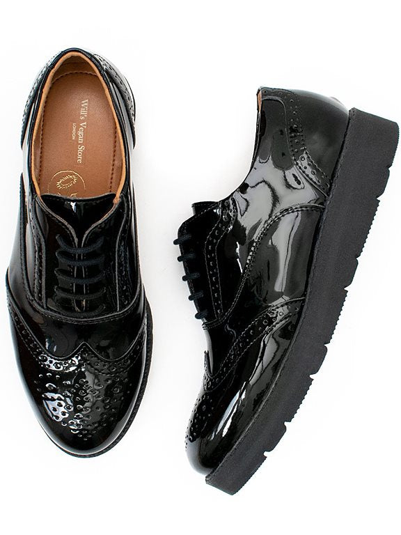  Flatform Brogues Patent Black