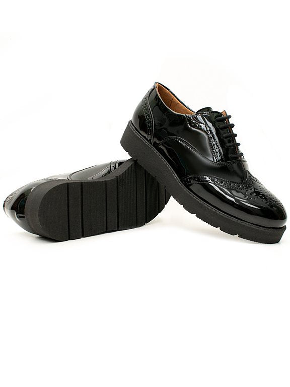  Flatform Brogues Patent Black