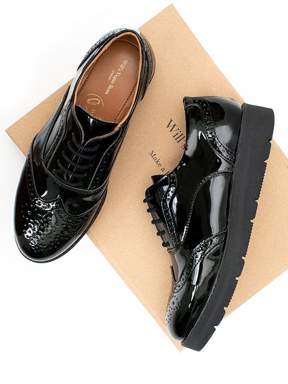  Flatform Brogues Patent Black