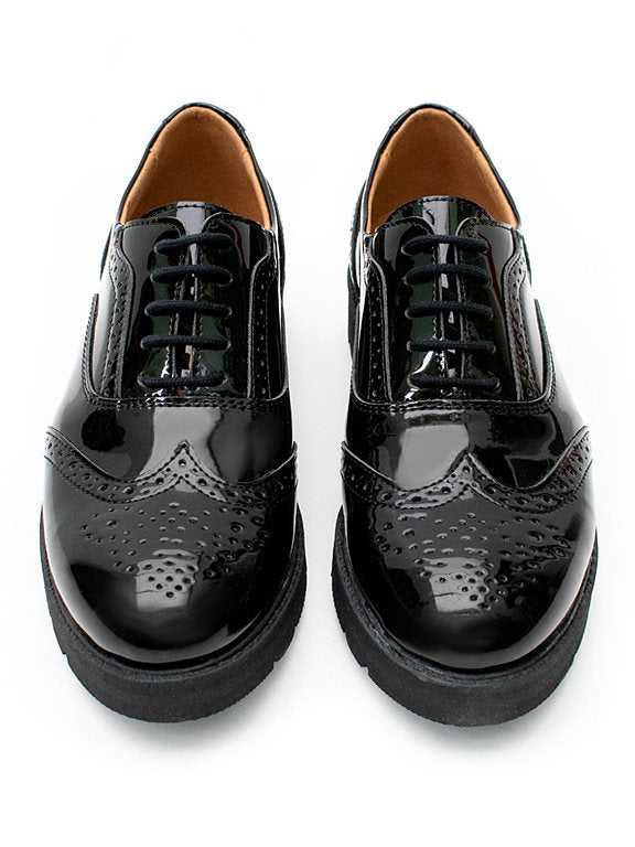  Flatform Brogues Patent Black