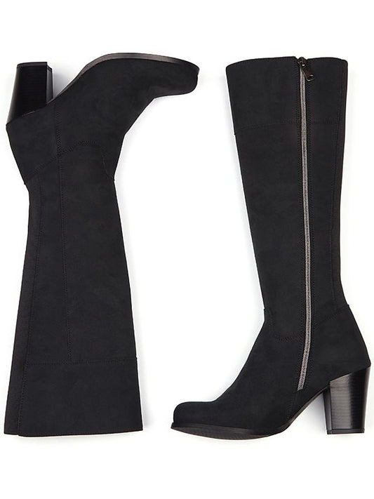  Heeled Knee High Boots Black