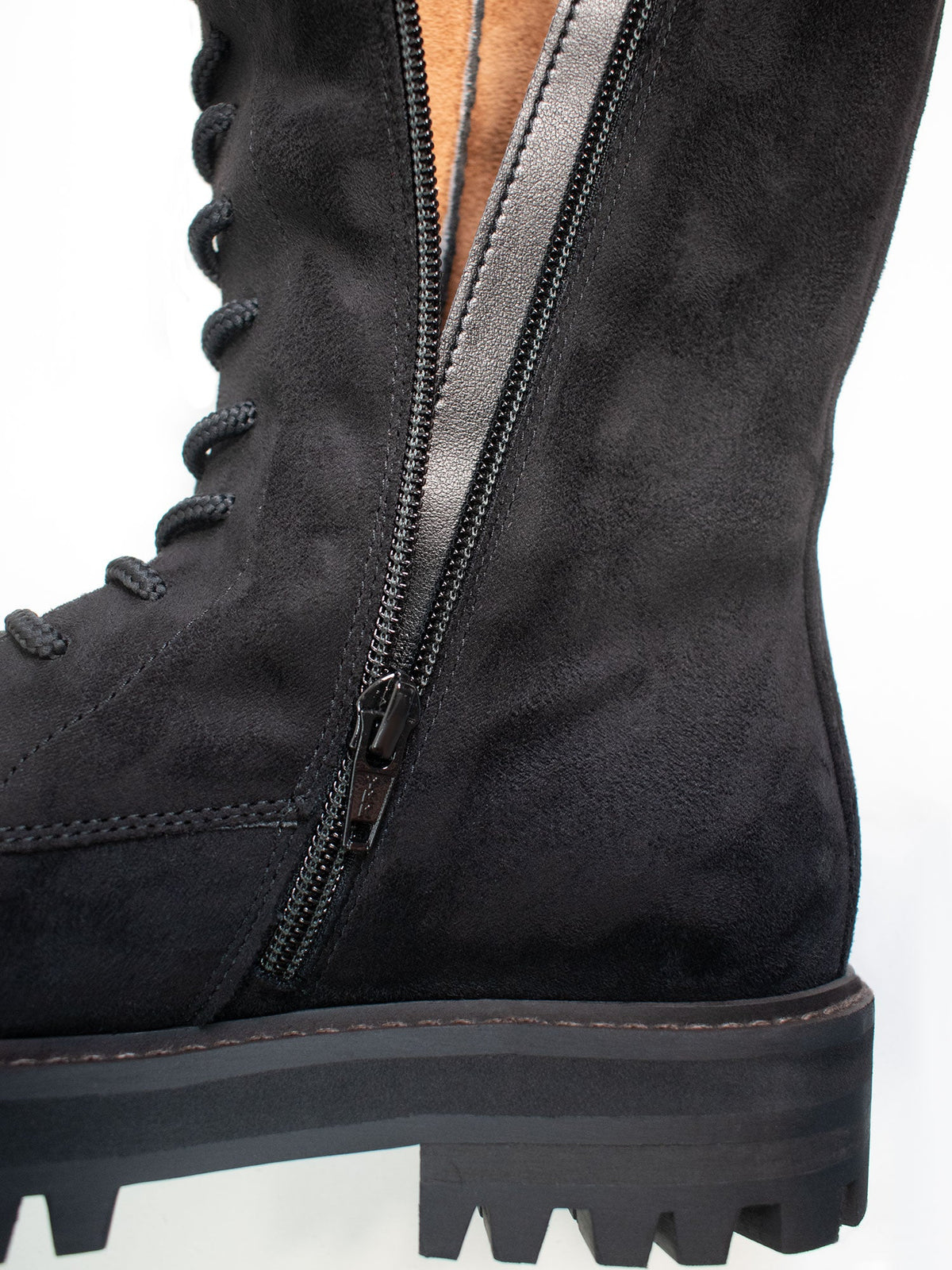  Lace-Up Vegan Suede High Boots