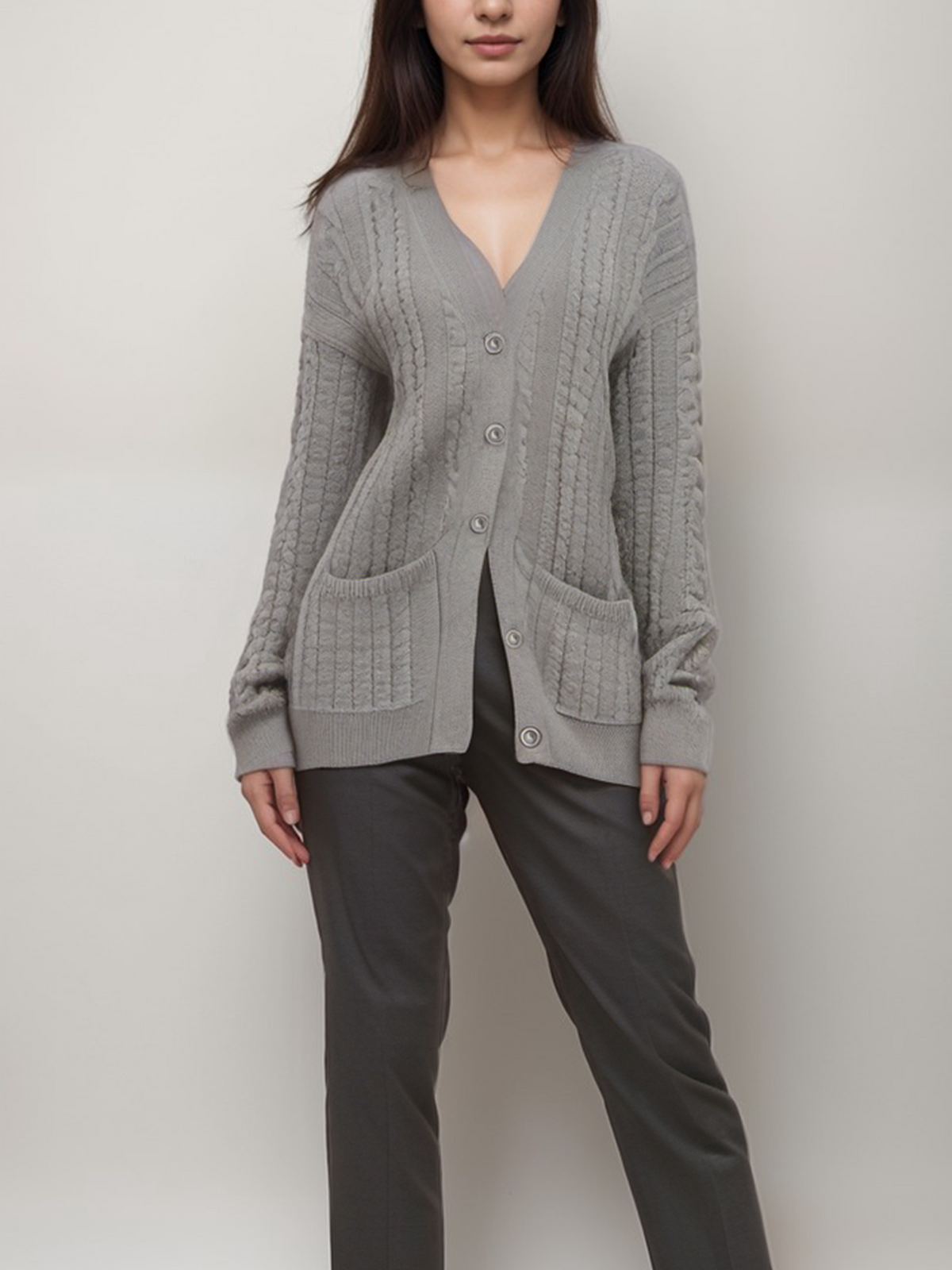  Chunky Button Up Knitted Cardigan