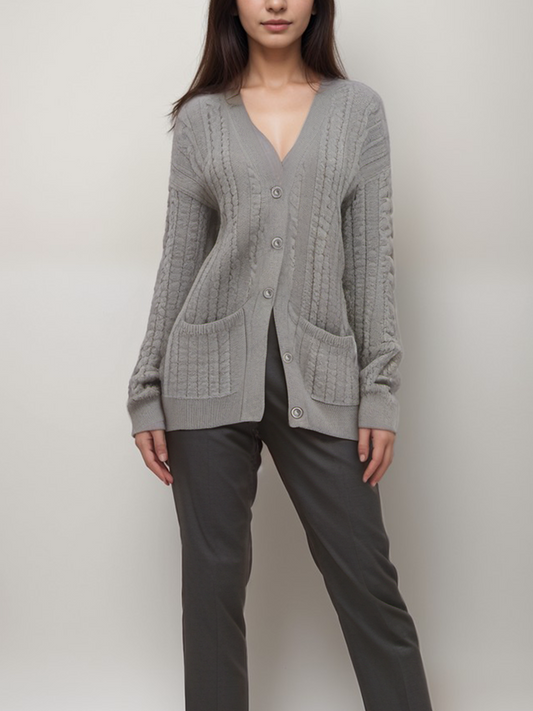  Chunky Button Up Knitted Cardigan