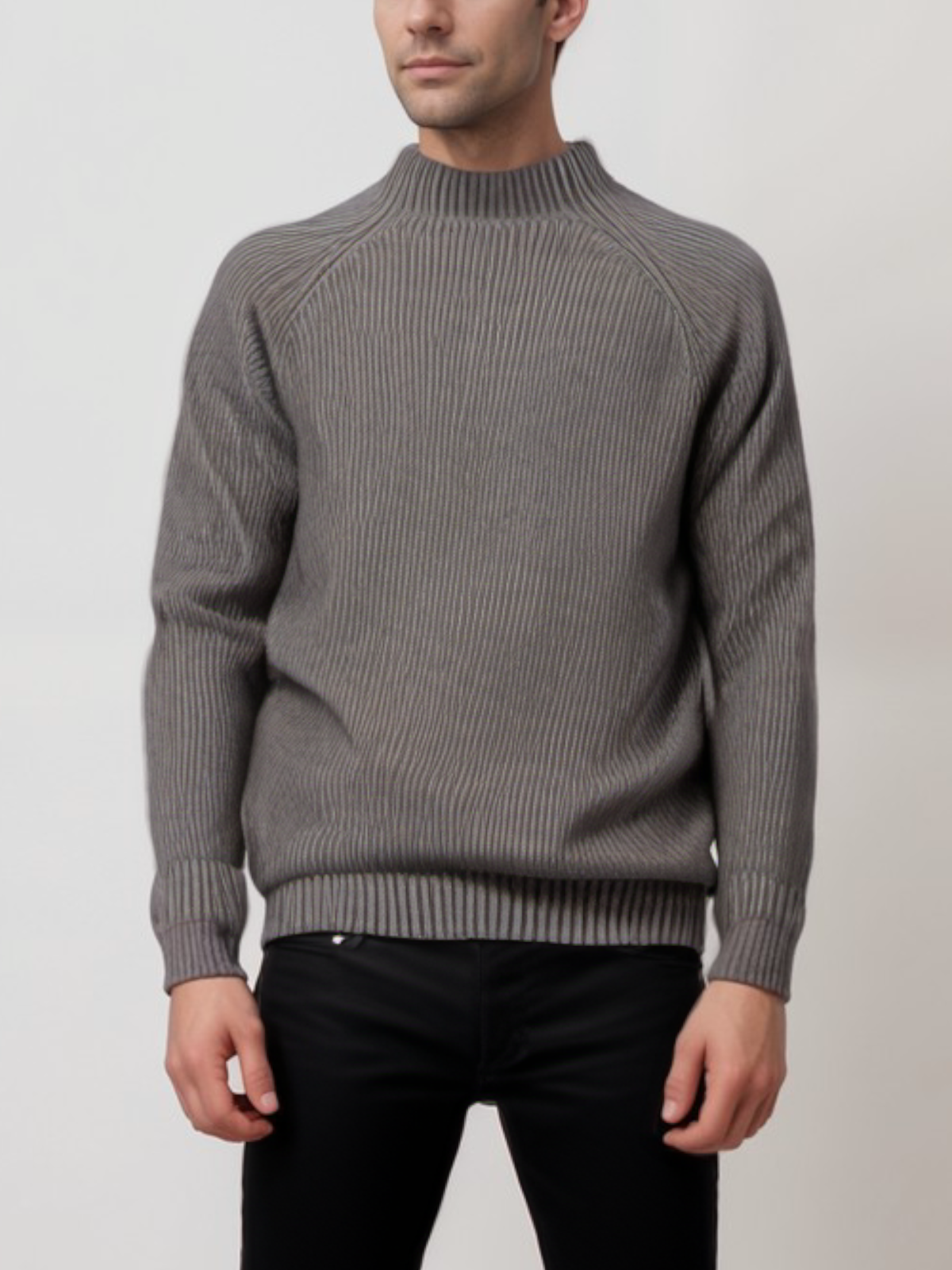  Recycled Slouch Knit Mockneck