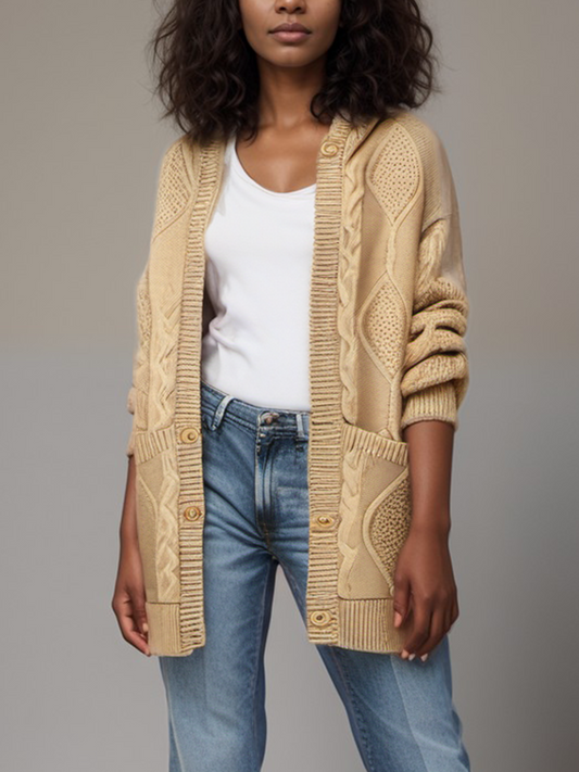  Hooded Button Up Knitted Cardigan