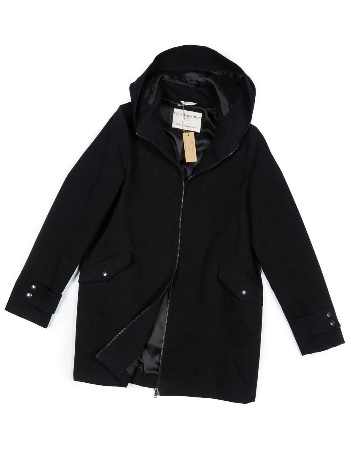  Vegan Wool Hooded Coat